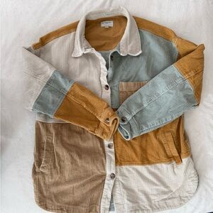 By Together Walk West Corduroy Colorblock Shacket Large EB1